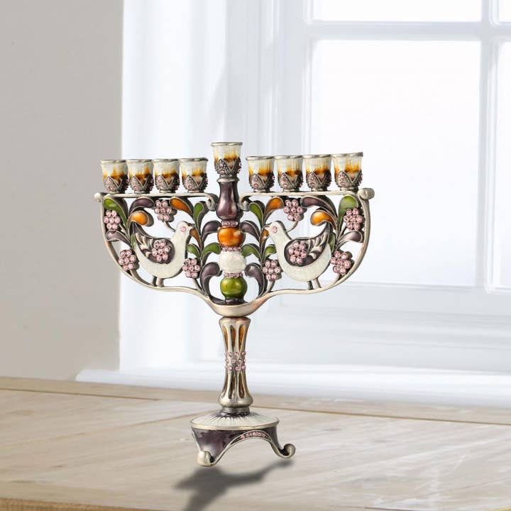 Matashi - Vendita all'ingrosso Menorah - Menorah Candelabro smaltato e dipinto a mano Matashi3