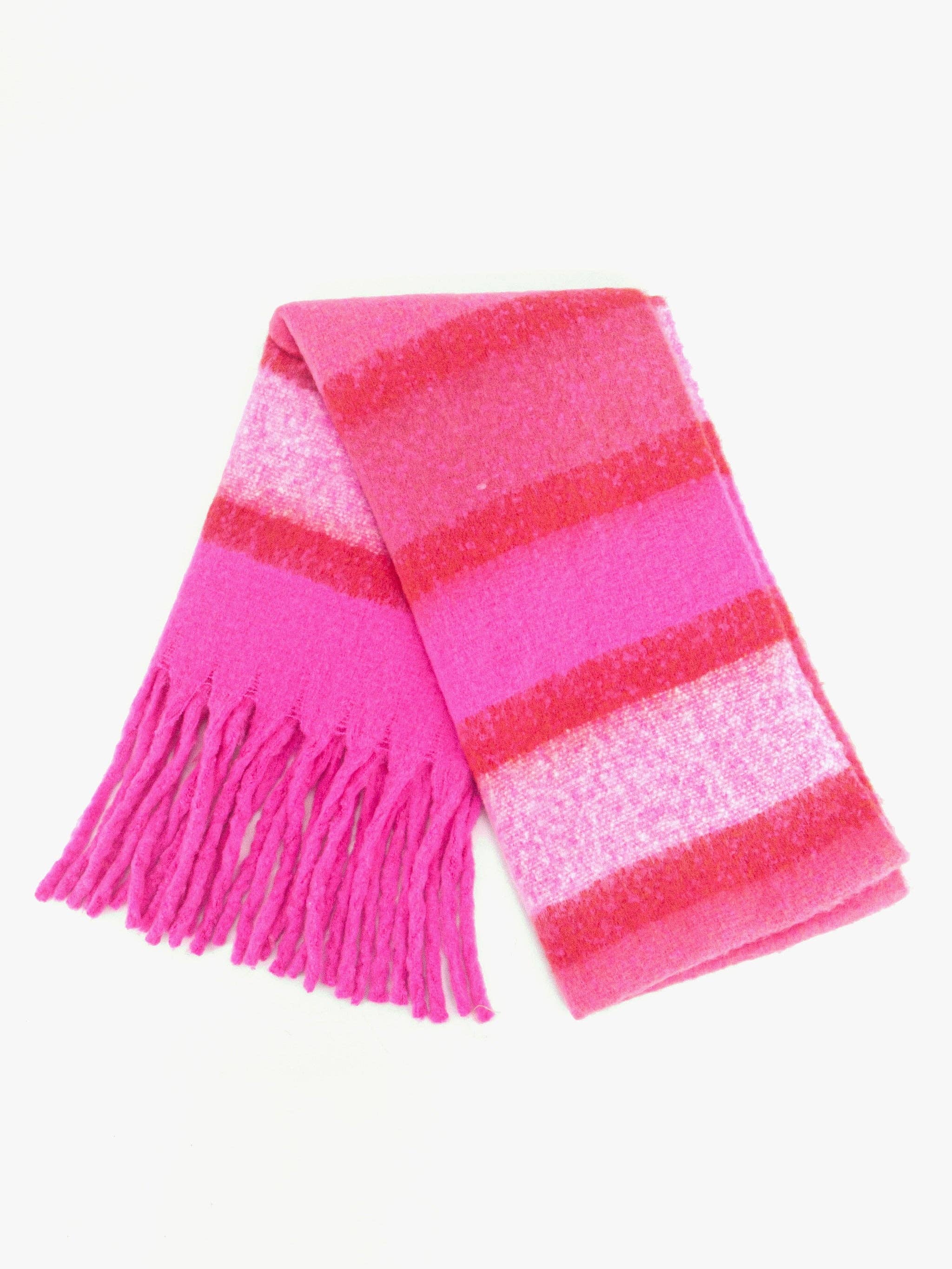 Sarta Accessories – wholesale Scarf – Women's – Blair Heavyweight Scarf - Fuchsia, Colour Block Stripe1