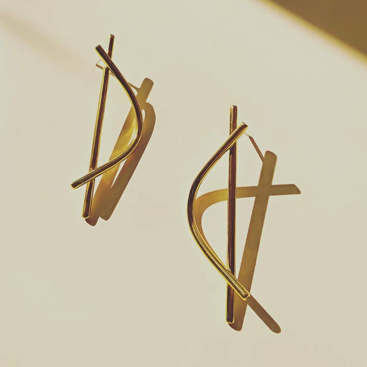 Pendientes grandes chapados en oro de 24 quilates para venta al por mayor de tothemetal