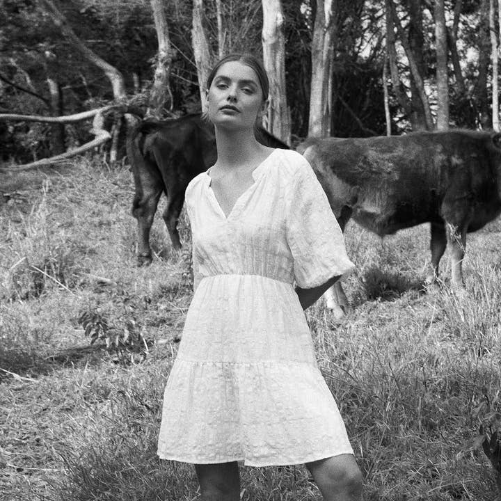 Pila Linen Mini Dress - White and other Purchase Wholesale pilchards. Free Returns & Net 60 Terms on Faire trending on Faire.