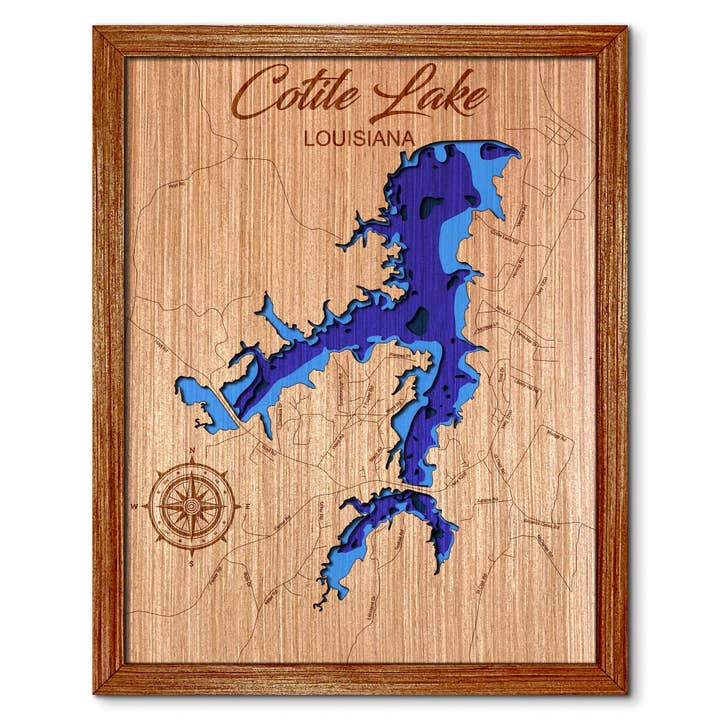 Cotile Lake, Louisiana Depth Map - Unique Home Decor for wholesale by Premier Gifts and More