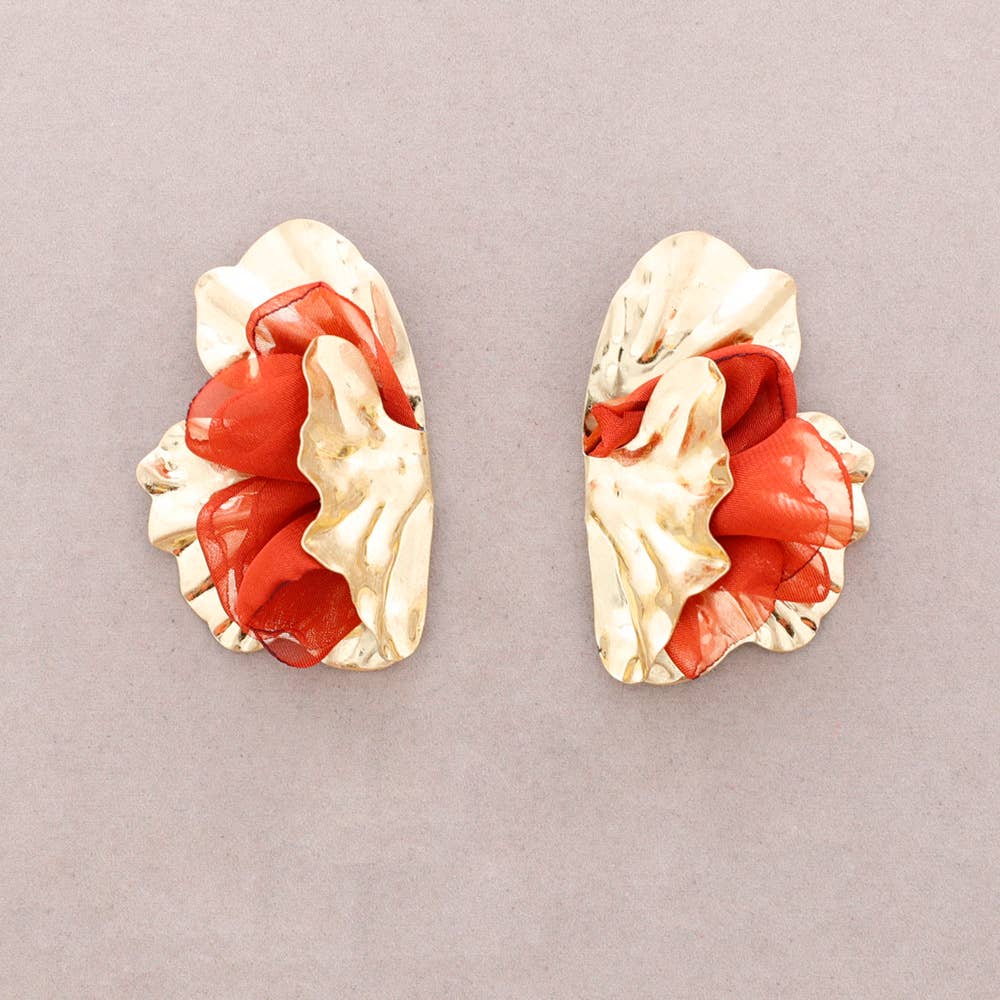 Sonata – wholesale Snap jewellery – Metal Fabric Half Flower Earrings7