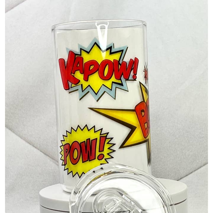 Astro Bettie - Wholesale Drinking Glass/Cup - BOOM Goes the Dynamite Glass with Drinking Lid and Straw