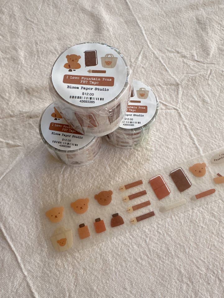 I Love Fountain Pens Kiss Cut PET Tape for wholesale by Bloom Paper Studio