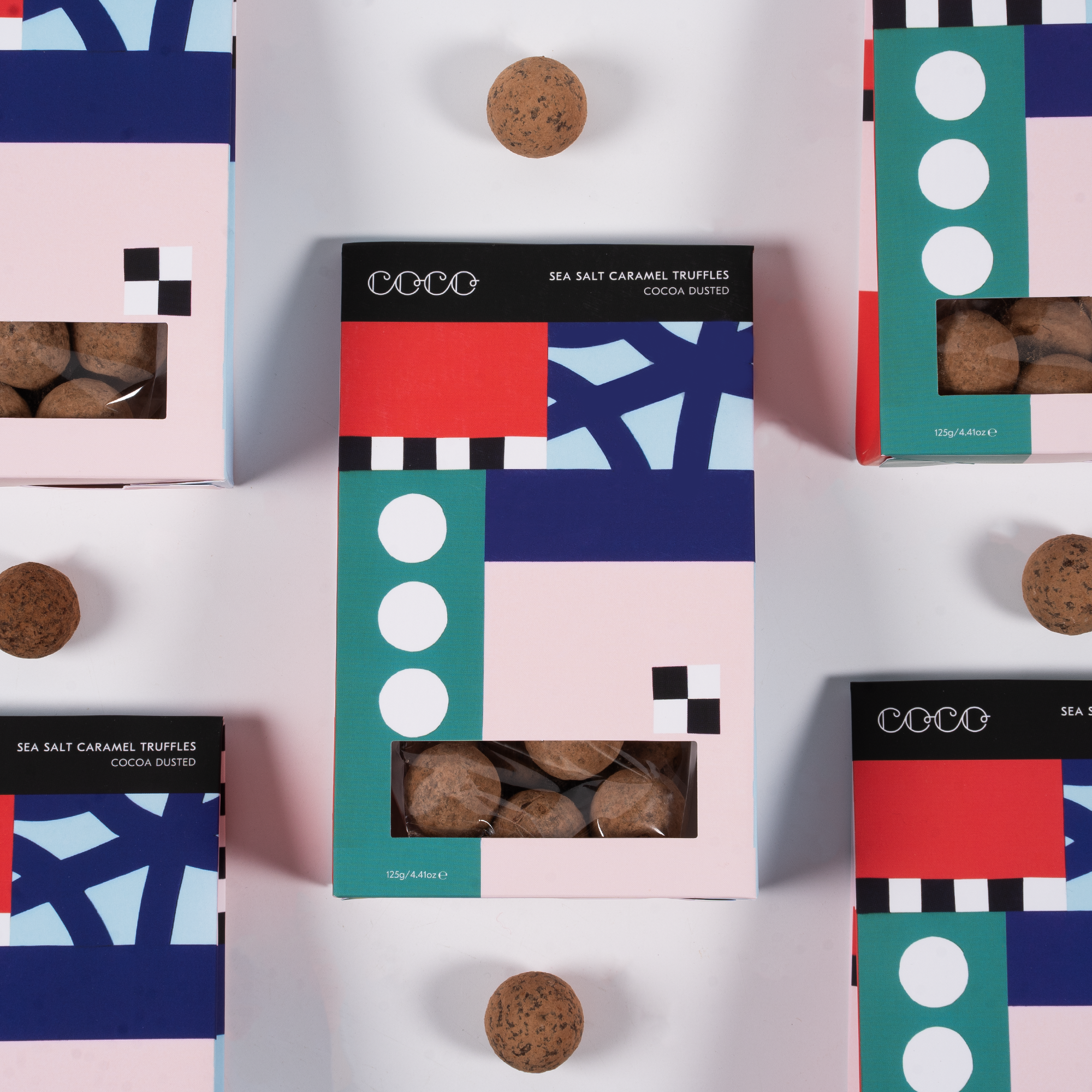 COCO Chocolatier [No duties when shipping to US!] – Engroshandel Chokoladeovertrukket slik – Havsalt Karamel Trøffel - Kakao støvet1