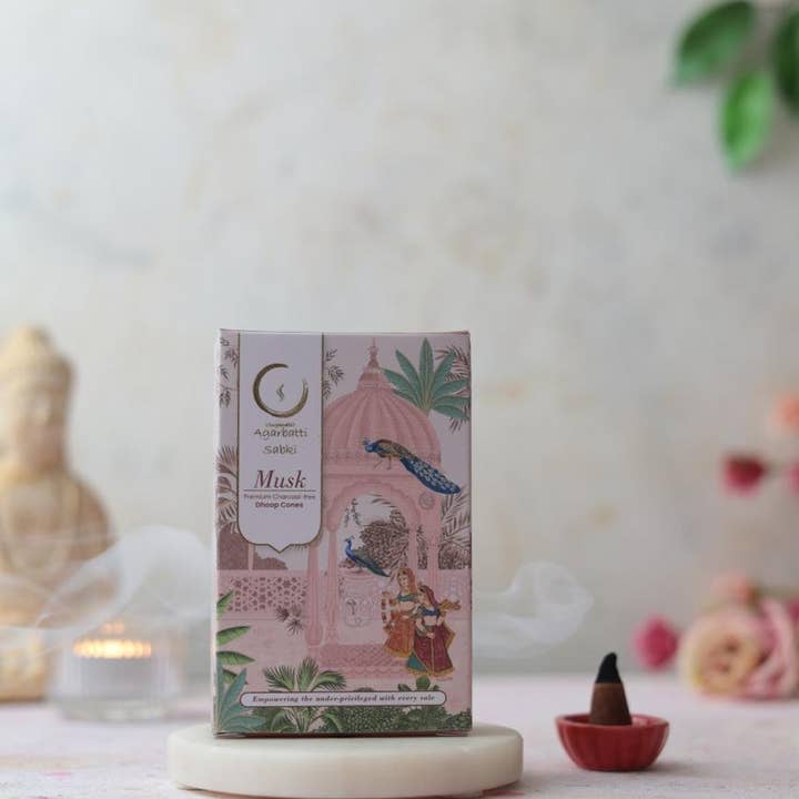 Auxilium Curations, LLC - Wholesale Incense - Musk Dhoop Cones with Holder2