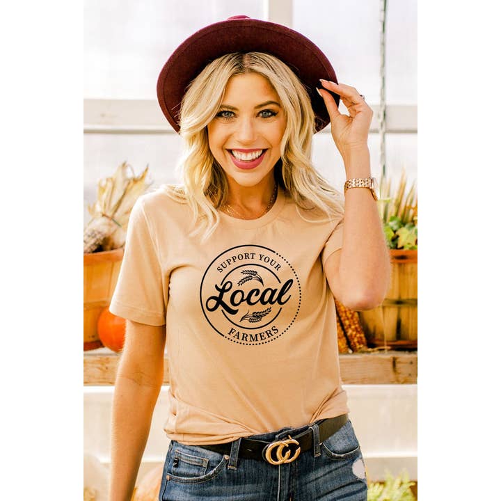 Plus Size Support Your Local Farmers Graphic Tee for wholesale by Bella Me