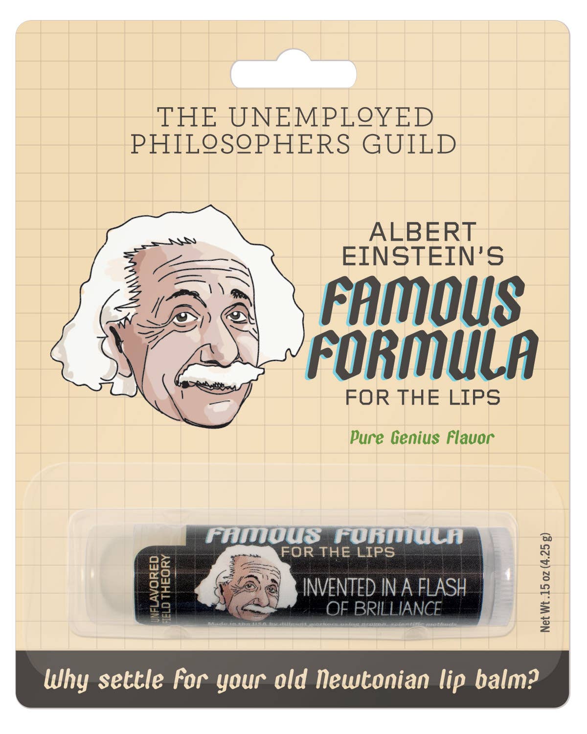 Unemployed Philosophers Guild - Wholesale Lip Balm - Albert Einstein Lip Balm - Unflavored0