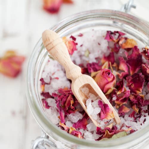Luxury Jasmine Peony/Rose Salt Soak for wholesale by Shalawam Naturals