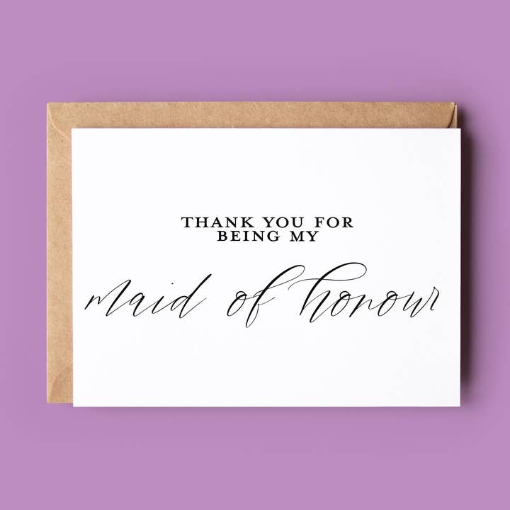 Thank You For Being My Maid of Honour for wholesale by Wonky Cards