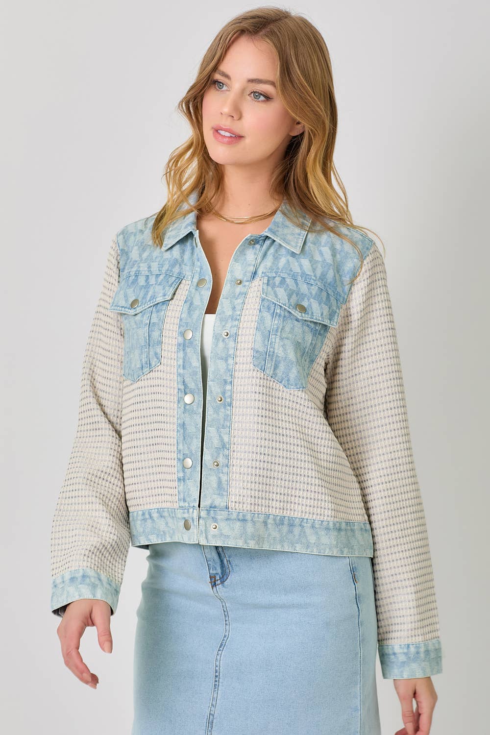 Mystree - Wholesale Denim Jacket - Women's - 60463 Mixed Media Denim Jacket11