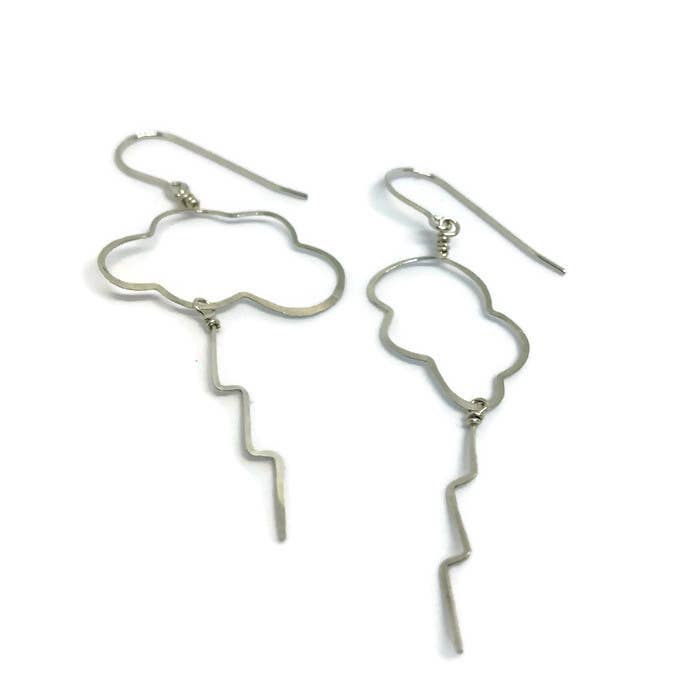 Beth Jewelry - Wholesale Dangle Earrings - Cloud and Lightning Bolt Earrings (gold)0