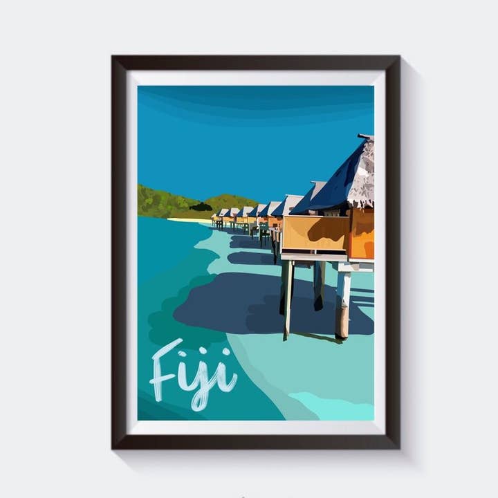 Fiji Travel Artwork Print - Fås i 6 størrelser for engroshandel hos 2 Sisters