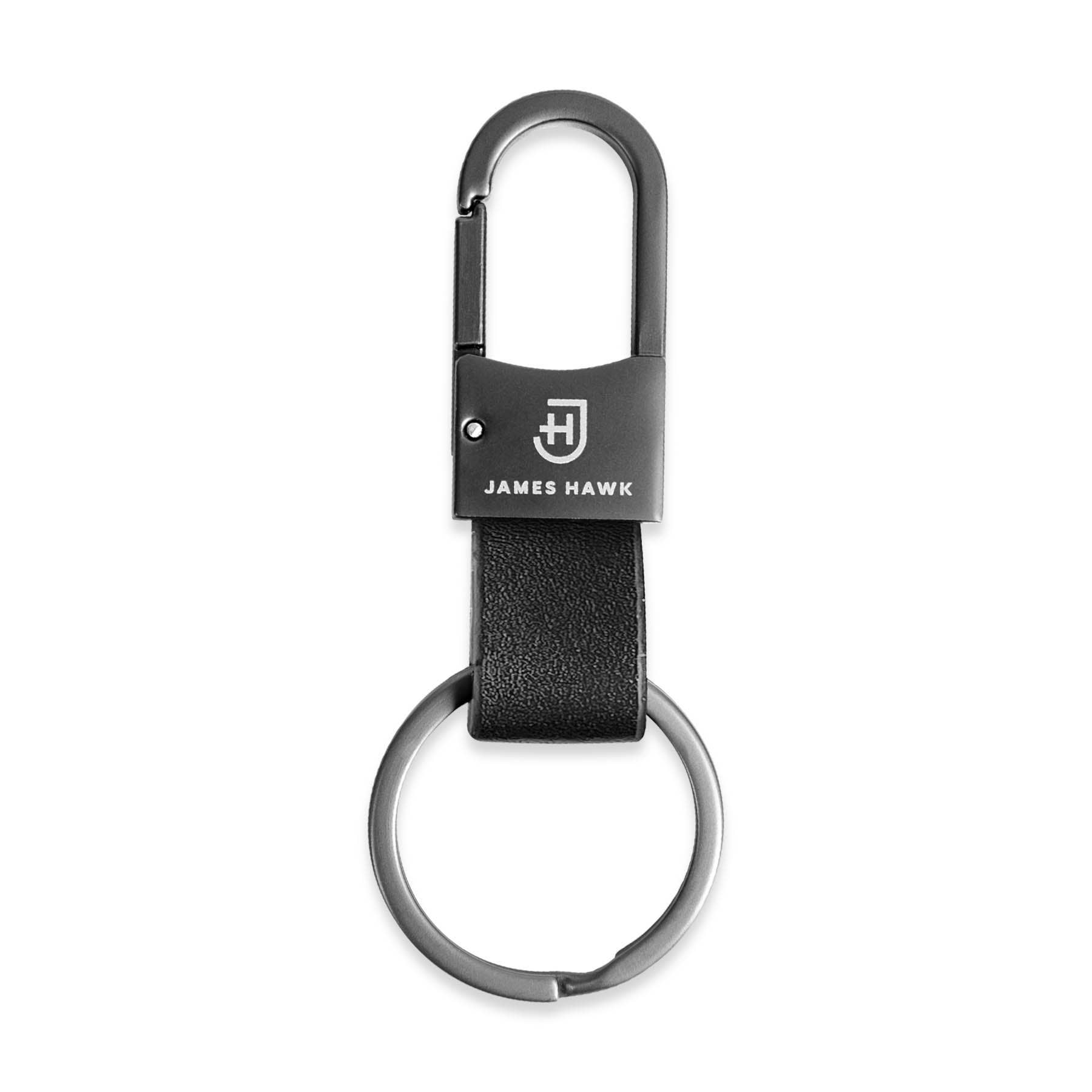 James Hawk - Vente Porte-clés – unisexe - Porte-clés en cuir naturel pour homme avec mousqueton métal gris canon0