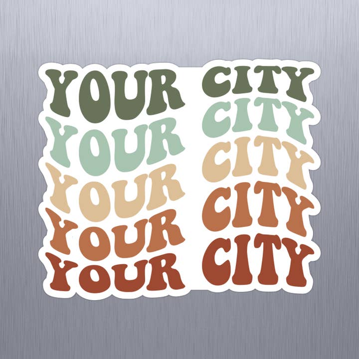 Custom City Forest Retro Name Magnet for wholesale by The State Stickers