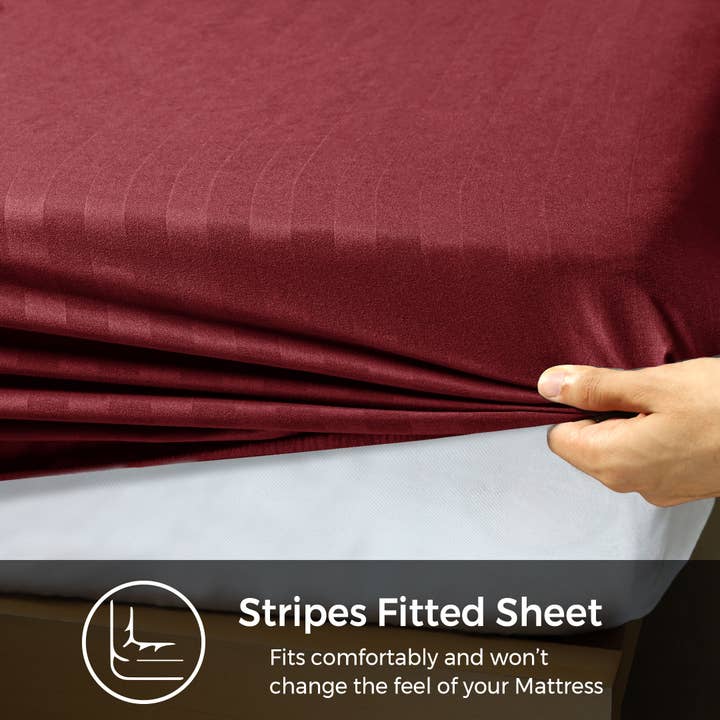 Cotton Passion - Wholesale Fitted Sheet - Satin Stripe Deep Pocket Fitted Sheets Deep Up to 25cm36