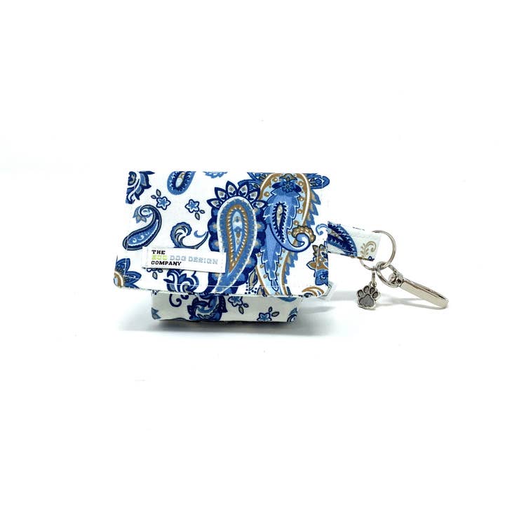 Blue Paisley Dog Treat Pouch & Waste Bag Carrier for wholesale by EcoDogDesigns