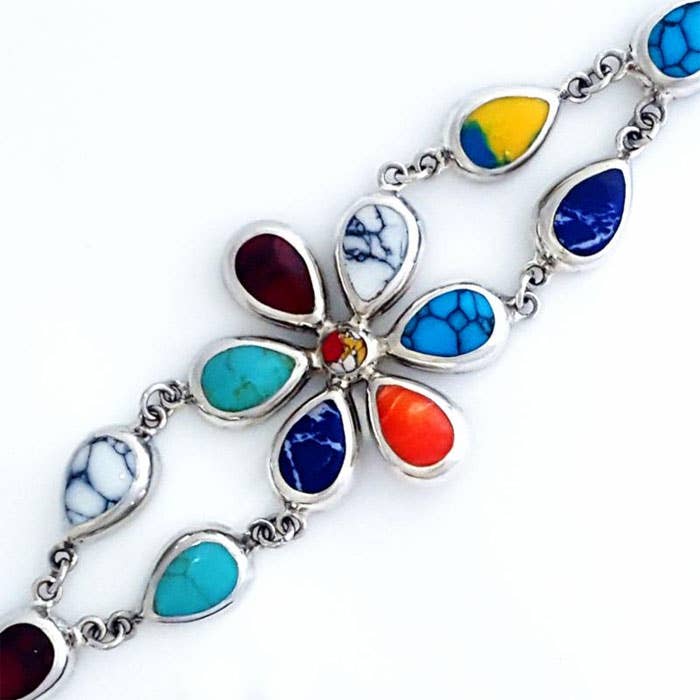 Pulsera de tenis de plata con piedra semipreciosa Margarita Daisy para venta al por mayor de Costello International