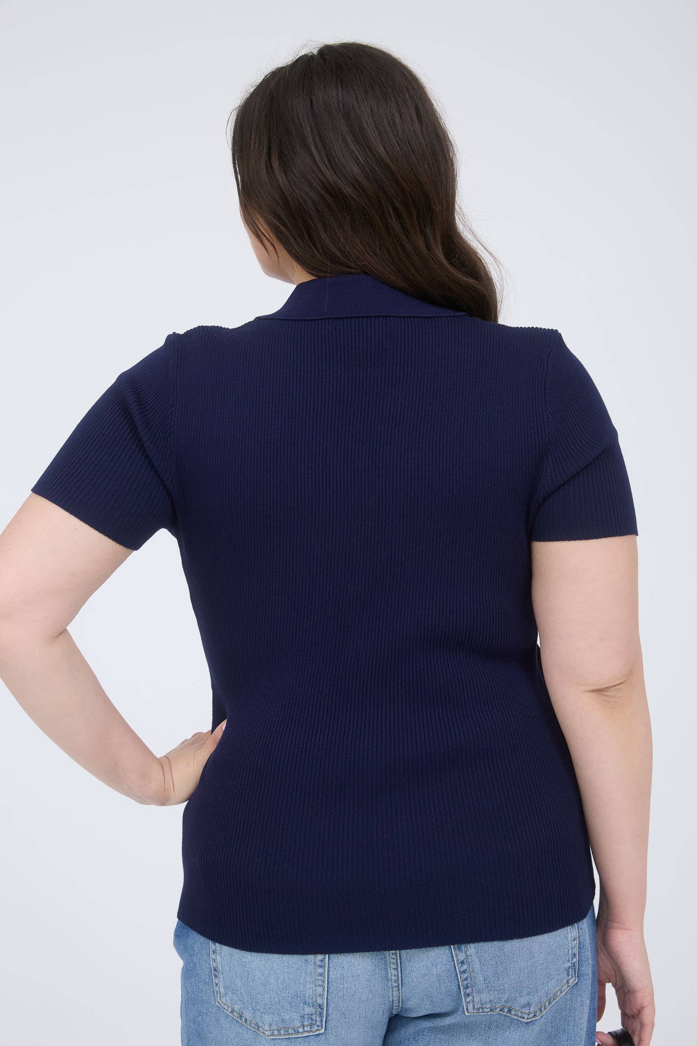 The Workshop Studio - Wholesale Knit Top - Women's - PLUS GOLD SNAP BUTTON SWEATER KNIT POLO15