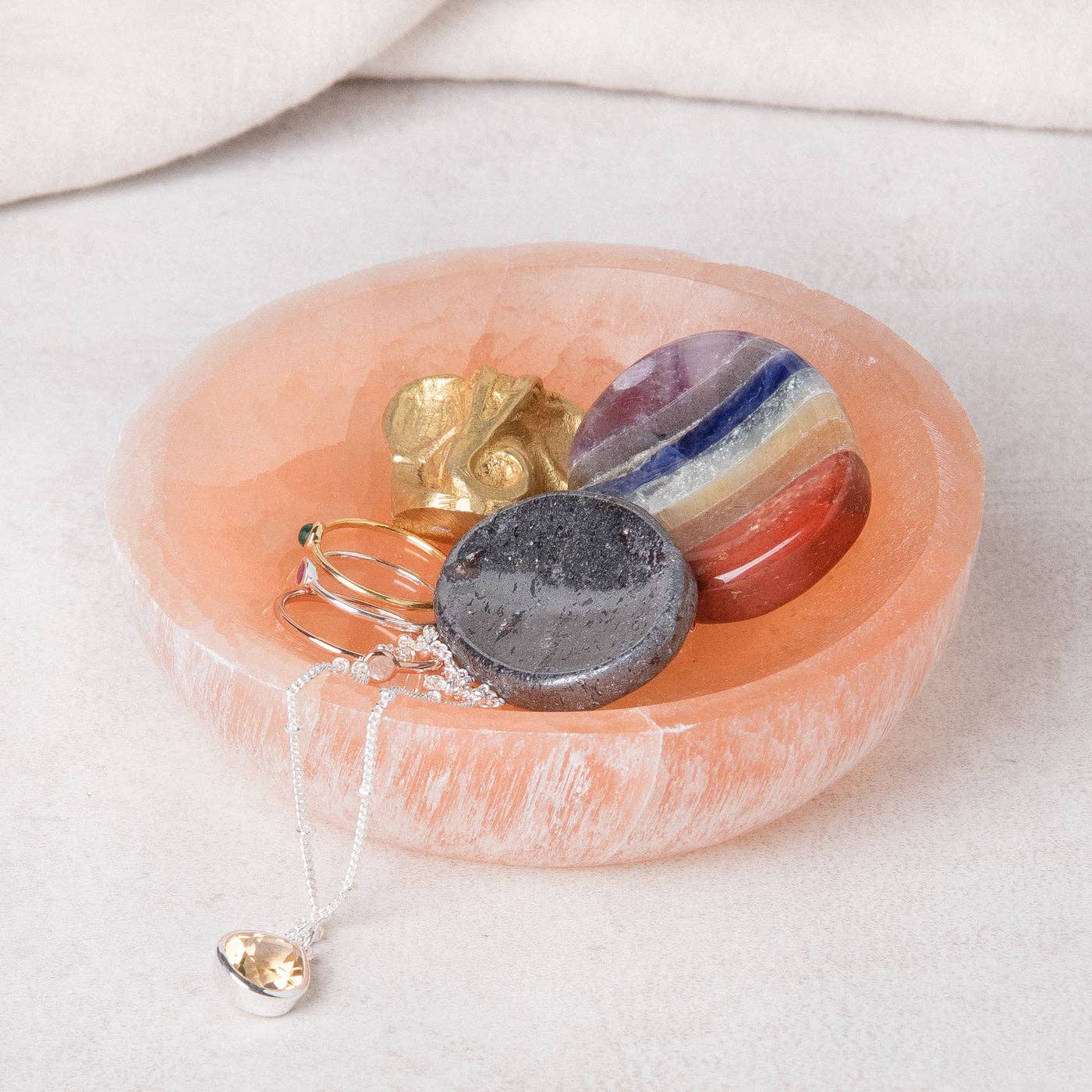 Tiny Rituals - Wholesale Crystal Charging Plate - Peach Selenite Crystal Recharging Bowl5