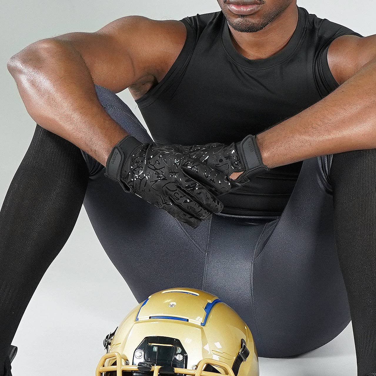 Sort Grundlæggende Sort Sticky Fodbold modtager Handsker for engroshandel på Faire6