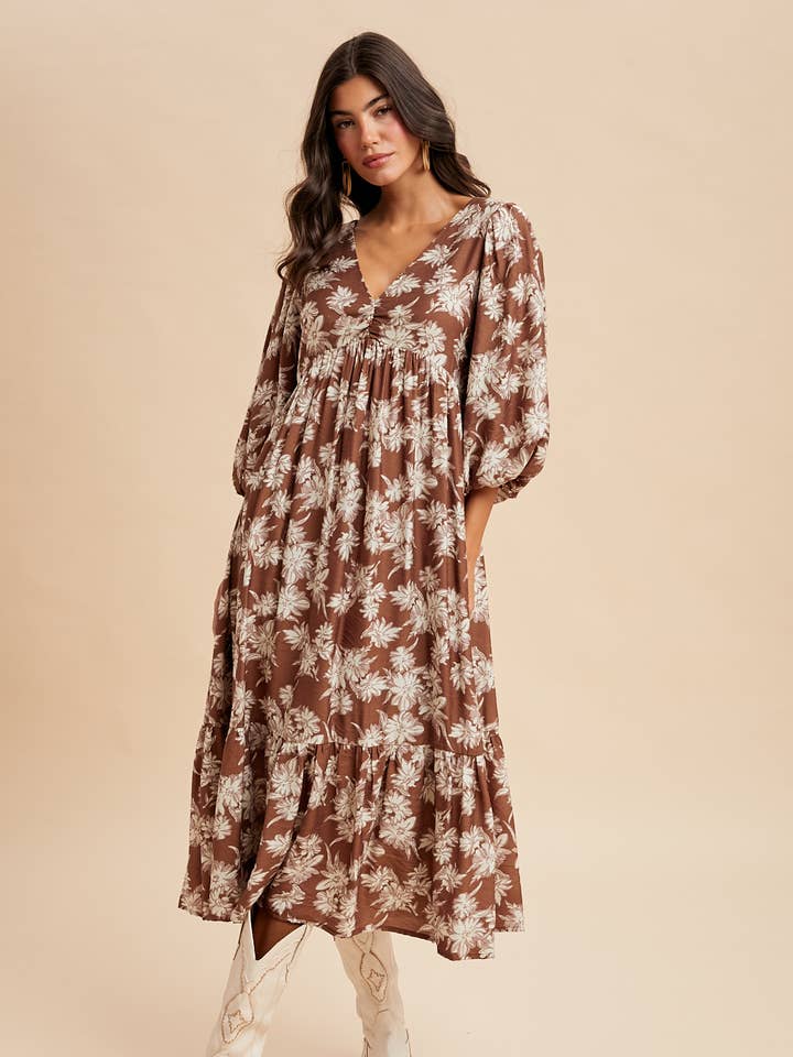 ROBE FLEURIE À COL V pour la vente par In Loom