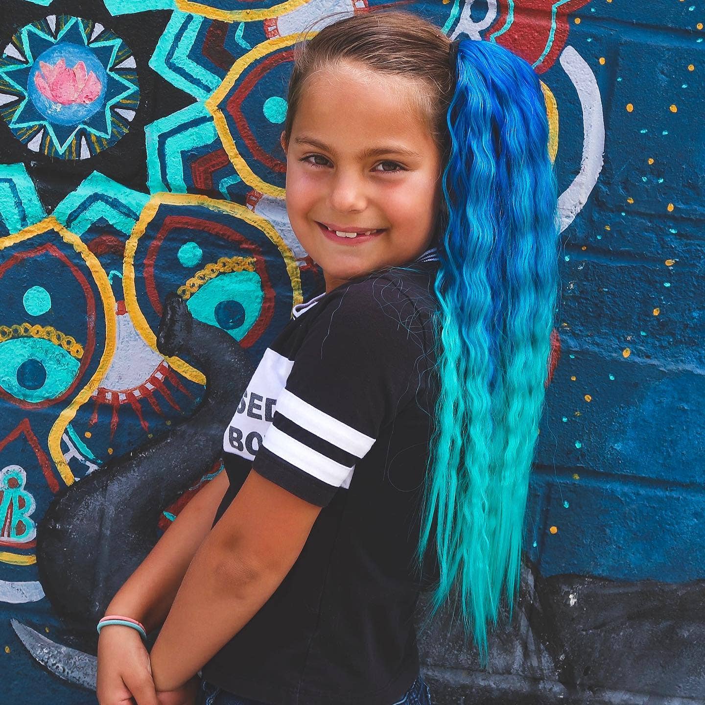 Magic Manes - Wholesale Hair Extensions - Neptune Teal Blue and Aqua Wavy Ponytail Hair Extension1