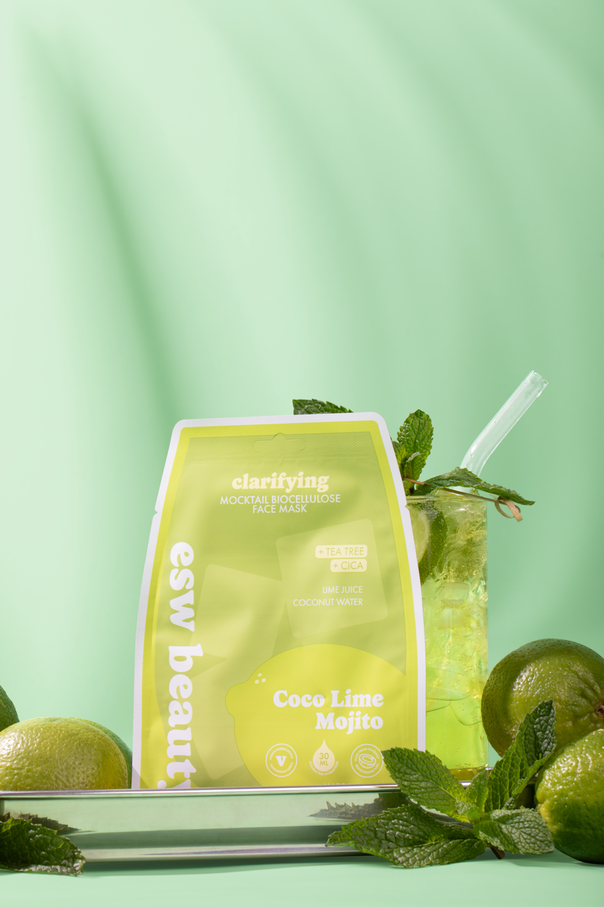 ESW Beauty - Wholesale Skincare Face Mask - Coco Lime Mojito Clarifying Biocellulose Mocktail Mask8