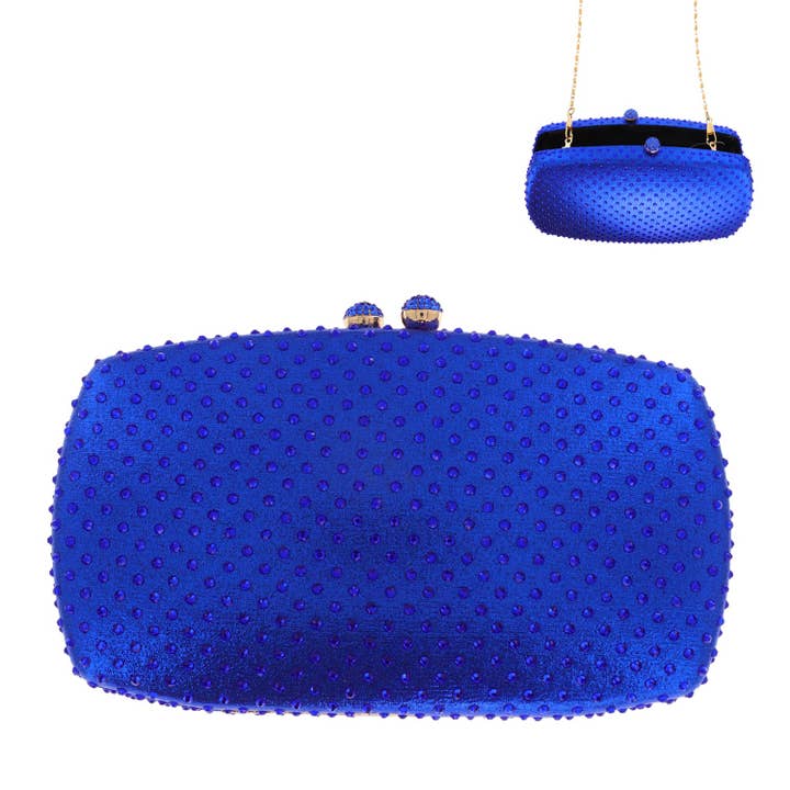 SP Sophia Collection - Wholesale Clutch Bag - Women's - Scattered Rhinestone Bedazzled Evening Clutch w/ Strap