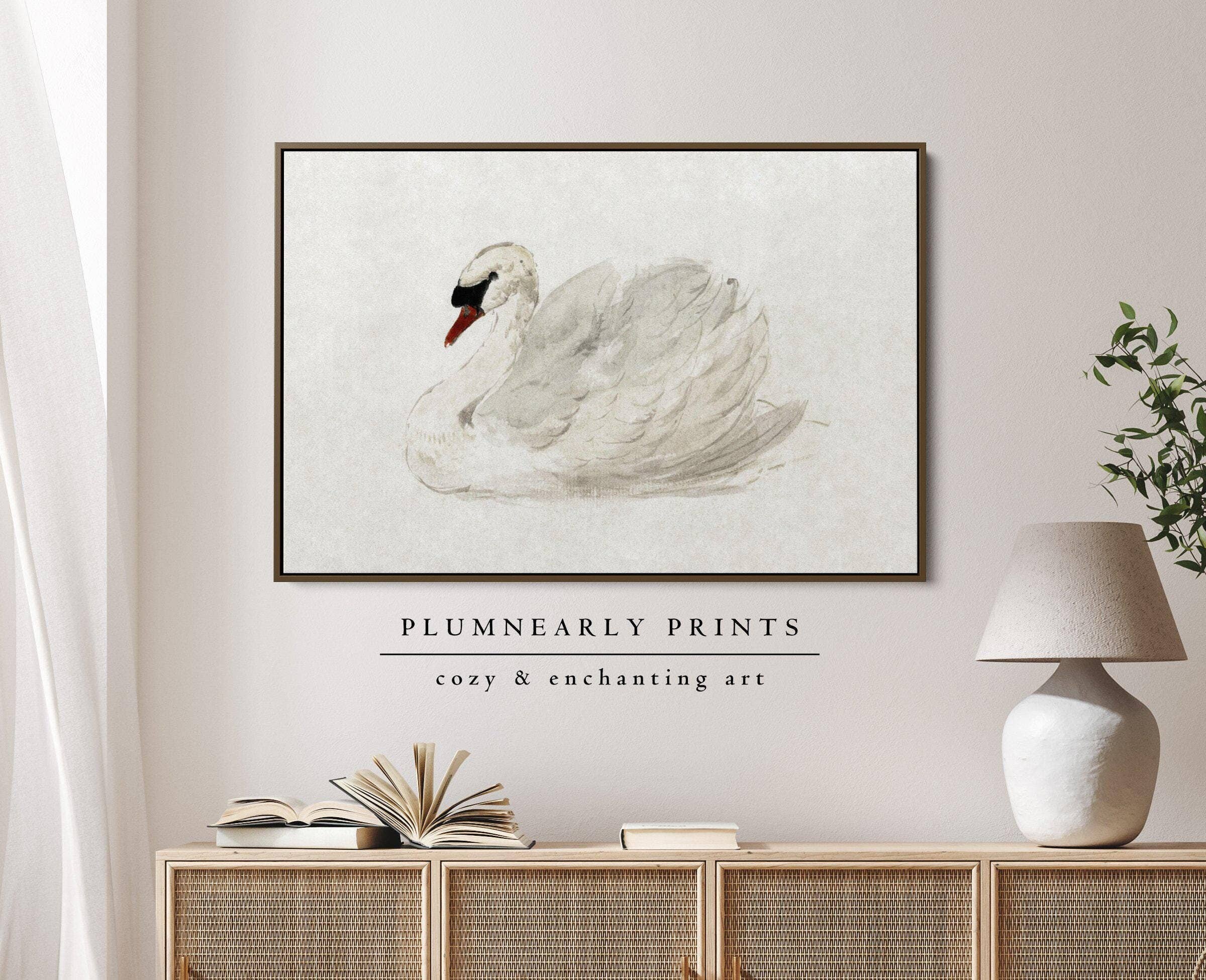 Plumnearly Prints - Wholesale Canvas Art - White Swan Neutral Watercolor Painting Framed Canvas Art 41