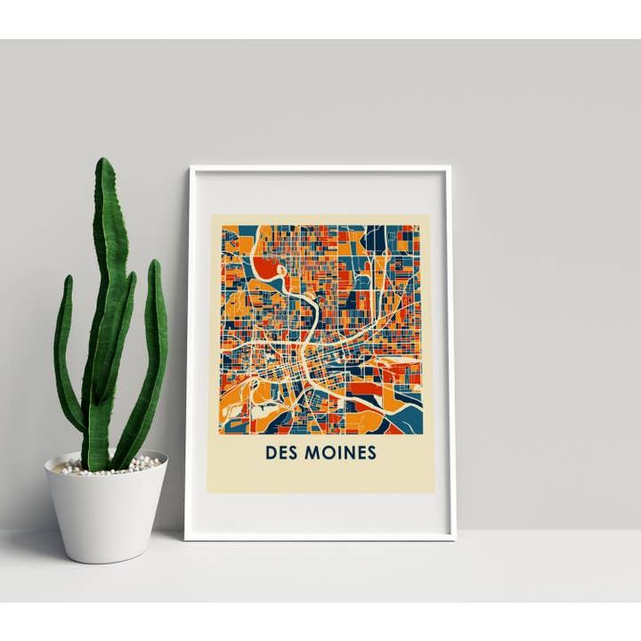 ILIKEMAPS - Wholesale Art Print - 8" x 10" Prussian Des Moines Map Print - Chroma Style