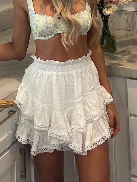 Bohemian Pleated High-Waisted Tiered Cake Skirt for wholesale by Rosa Clothing