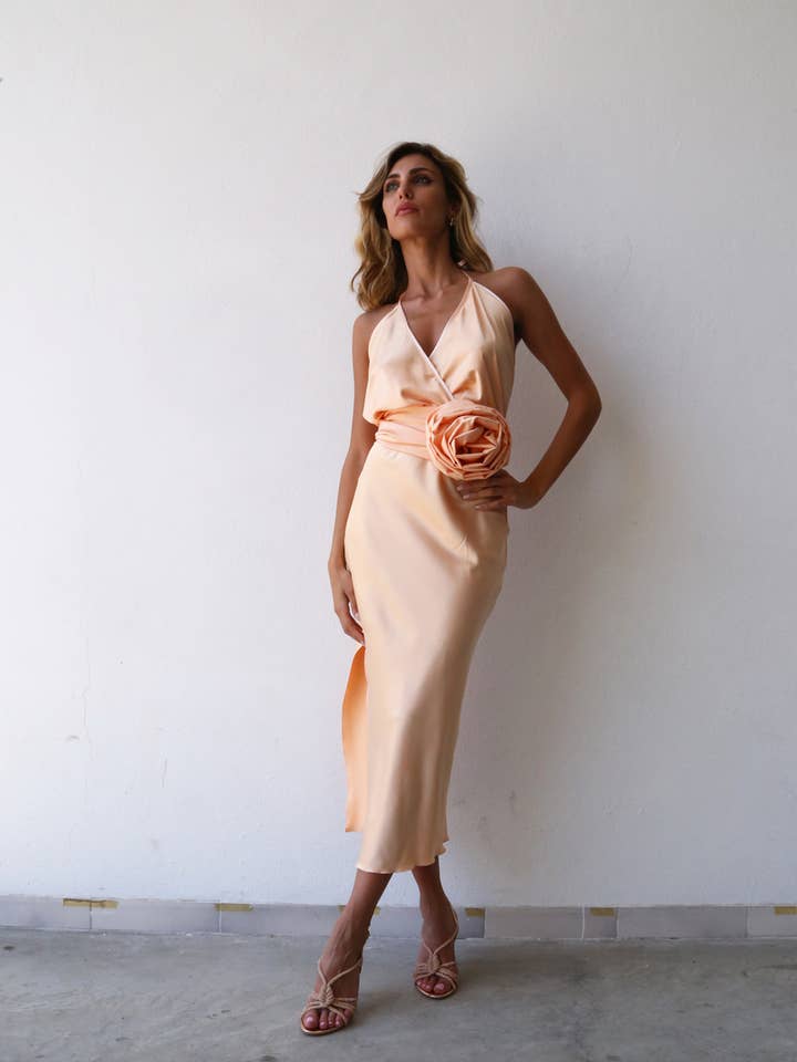 F4181 broche met perzikbloem voor wholesale door Moqette