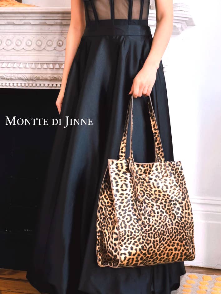 Italian Handmade Genuine Leather Leopard Shopper Bag for wholesale by MONTTE DI JINNE
