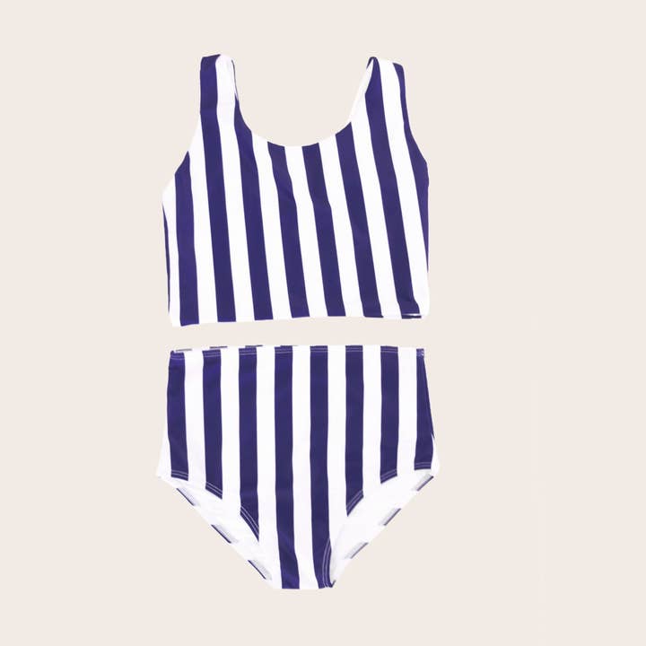 Ensemble deux pièces à rayures nautiques '26 pour la vente par Saint Ida