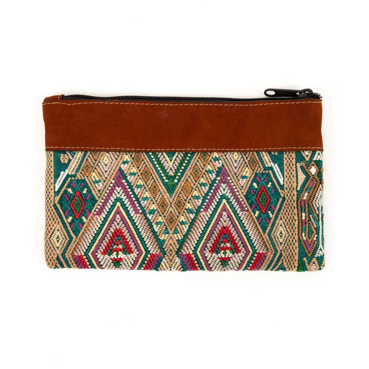 Altiplano - Wholesale Makeup/Cosmetic Bag - Muted Huipile & Leather Cosmetic Bag1