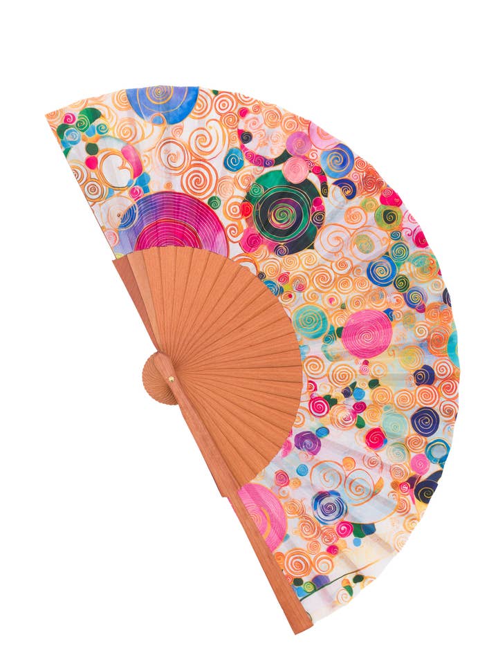 Leque feito à mão em madeira e seda, ideal para o verão e como presente por atacado de CONCHITA MENÉNDEZ