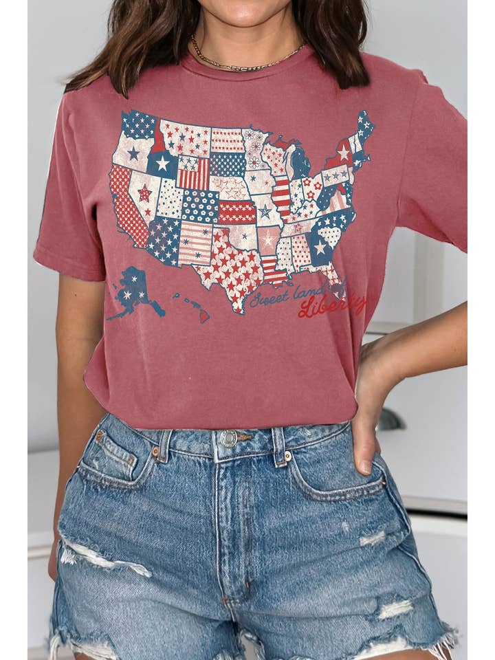 T-shirt à manches courtes Sweet Land of Liberty America pour la vente par BouTeeQue Closet