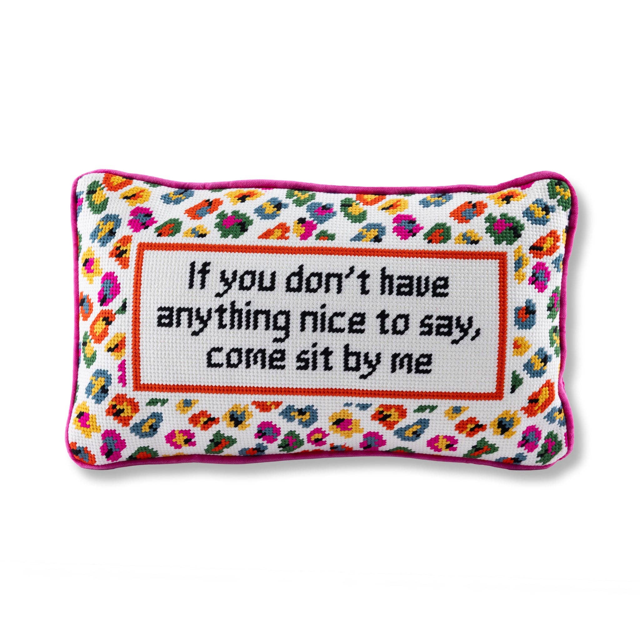 Furbish Studio - Wholesale Throw/Decorative Pillow - Come Sit By Me Needlepoint Pillow1