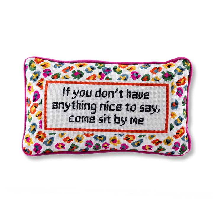 Furbish Studio - Wholesale Throw/Decorative Pillow - Come Sit By Me Needlepoint Pillow1