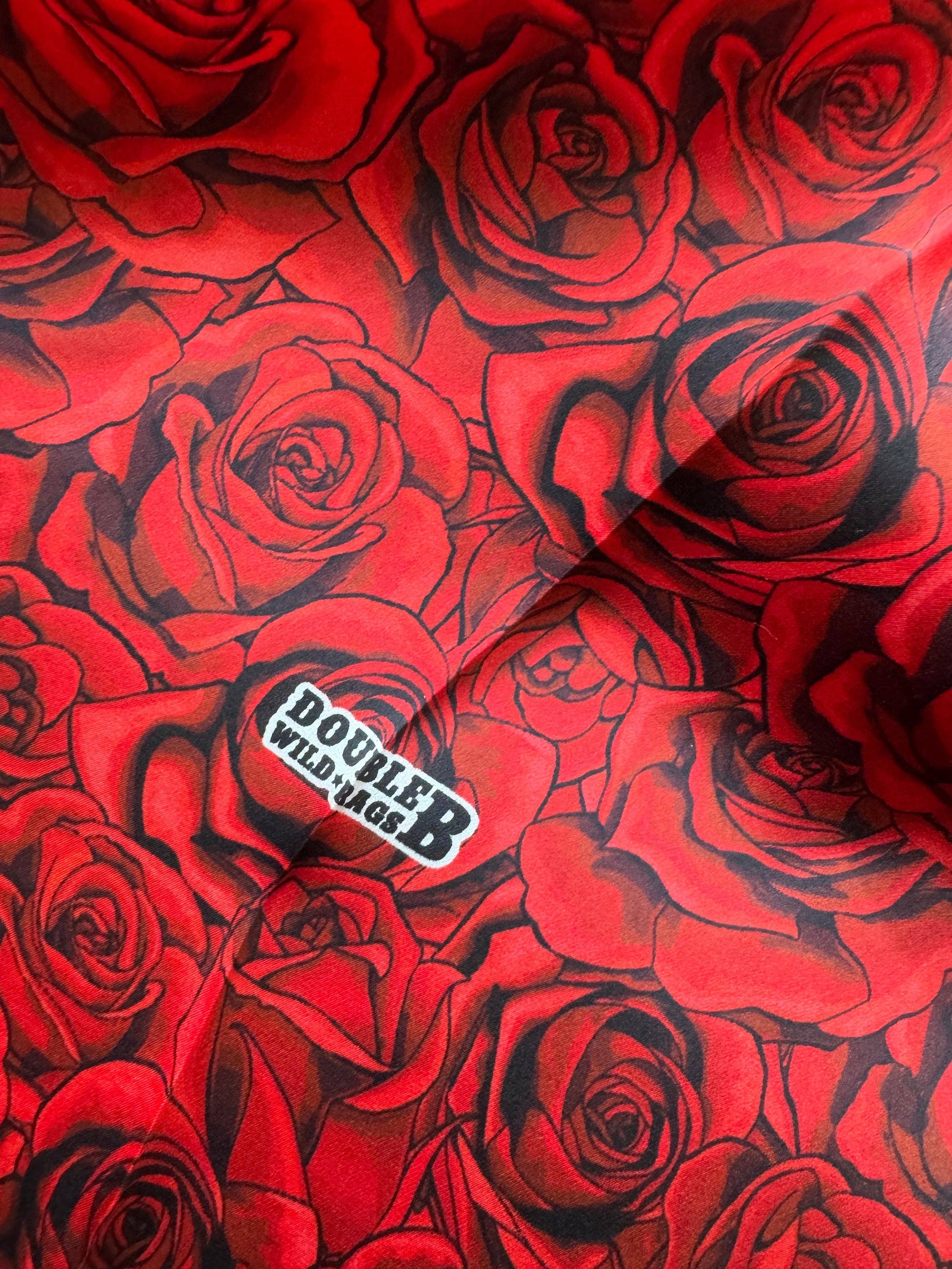 Double B Wild Rags - Vendita all'ingrosso Sciarpa - Donna - Foulard Western in Seta 100% con Rose Rosse e Nere di Double B Wild Rags4