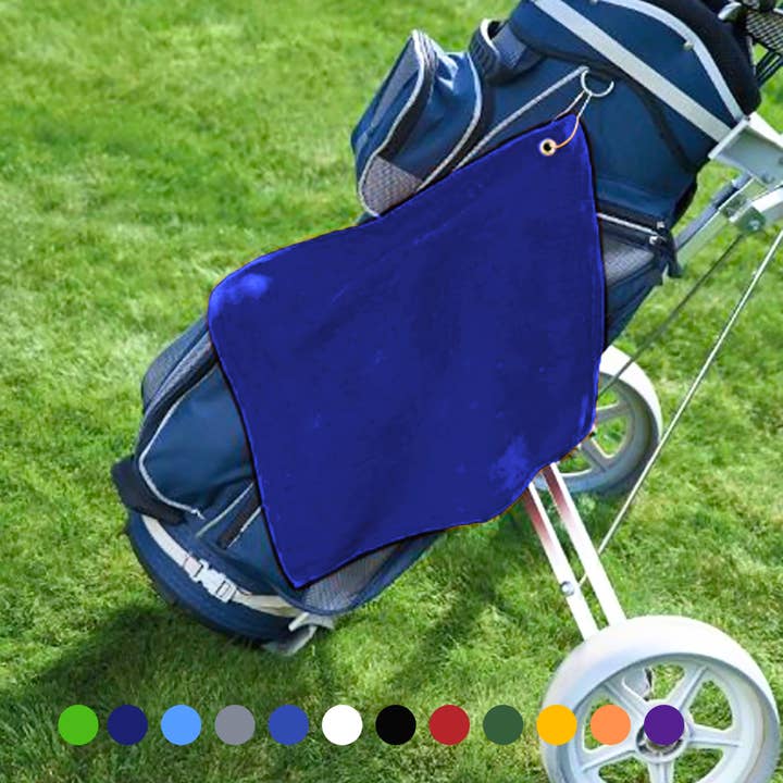 Small Jewel Velour Golf Towel: Corner Grommet & Hook
 for wholesale by Pro Towels