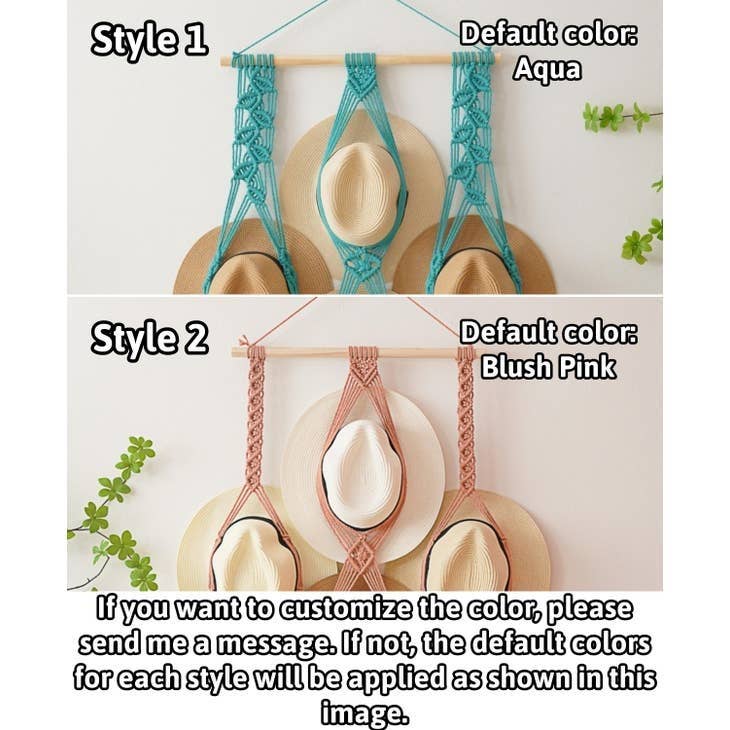 BeanDaikon - Vendita all'ingrosso Portacappelli - Espositore per cappelli in macramè, decorazione da parete, H1210