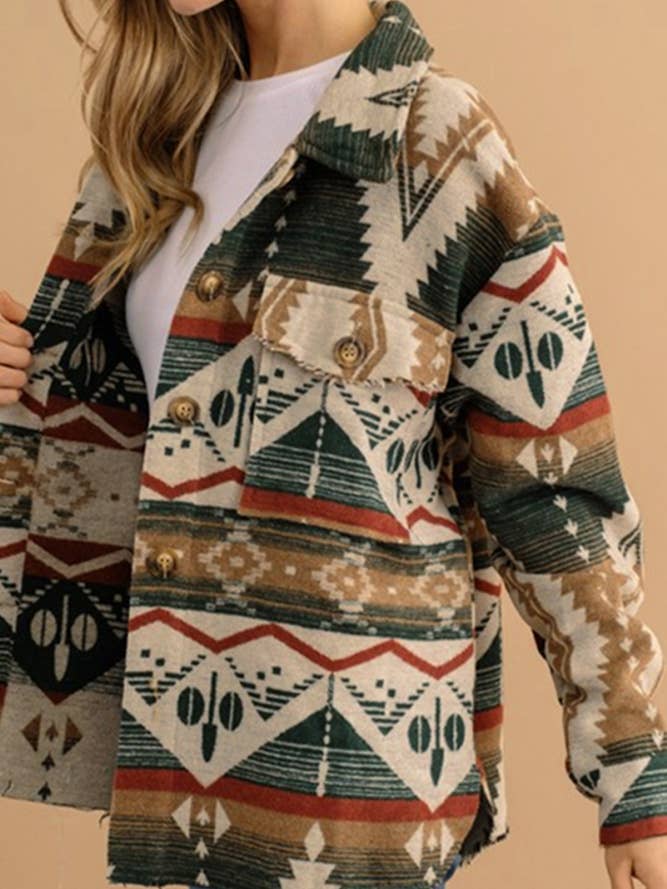 UNISHE - Wholesale Jacket - Women's - Thickened Vintage Western Aztec Print Jacket OZX1133