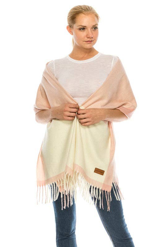 TAPA fashion – wholesale Scarf – Women's – Two Tone Cashmere Feel Block Pattern Scarves SCF6560 (12PC)4