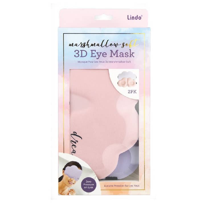 Lindo – wholesale Sleep/eye mask – Lindo Marshmallow Soft 3D Eye Mask (2pk) Pink/Blue