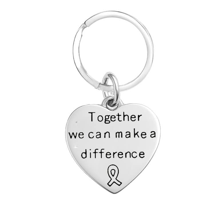 Silver Big Heart Key Chains for wholesale by The Awareness Company