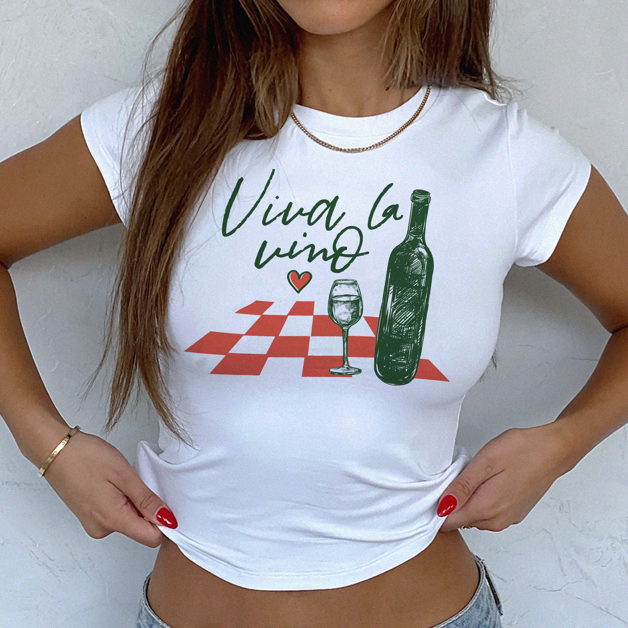 femfetti - Wholesale Screen Printed T-Shirt - Women's - Viva La Vino Micro Rib Baby Tee5