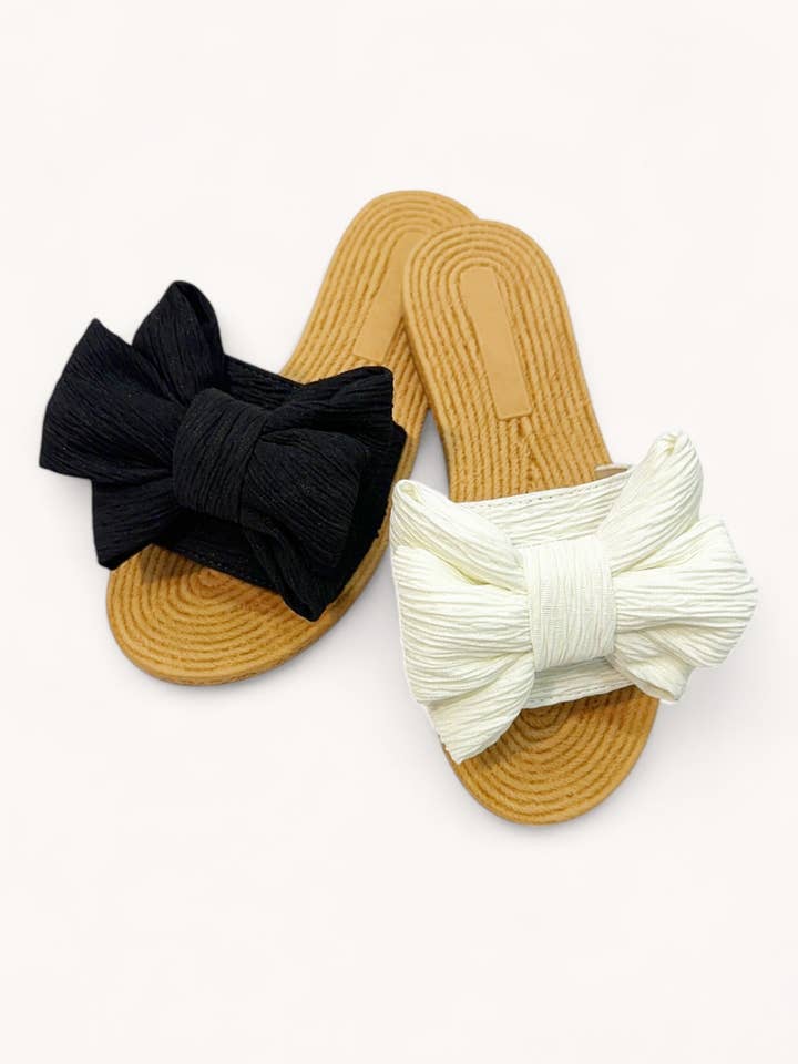 CCOCCI - Wholesale Sandals - Women's - ATHENA-50 CRINKLE FABRIC BIG RIBBON UPPER SANDALS