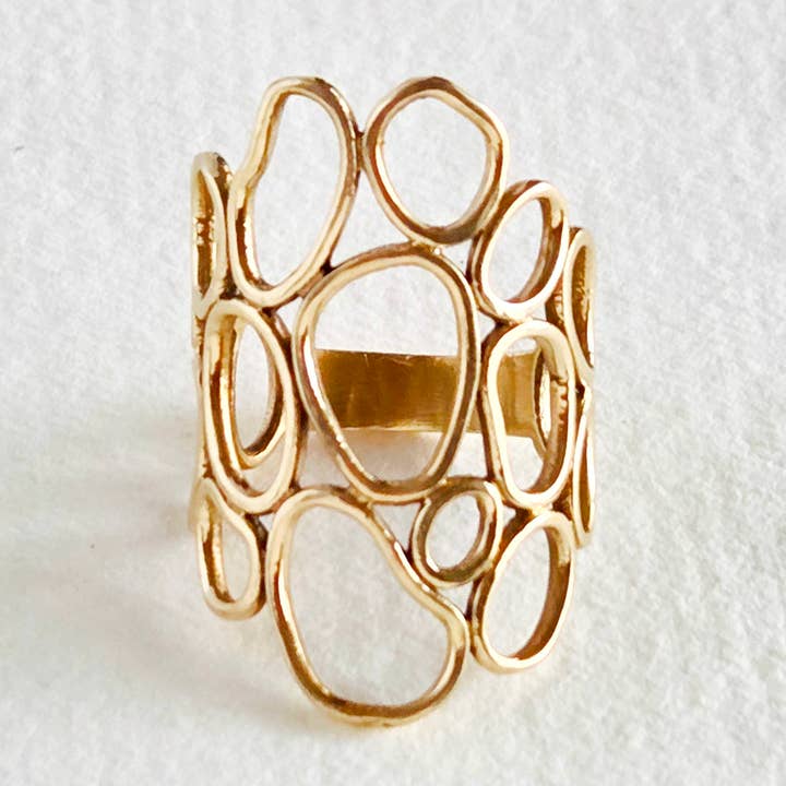 Esferas de latão em forma livre orgânicas conectadas feitas à mão por atacado de Bisjoux